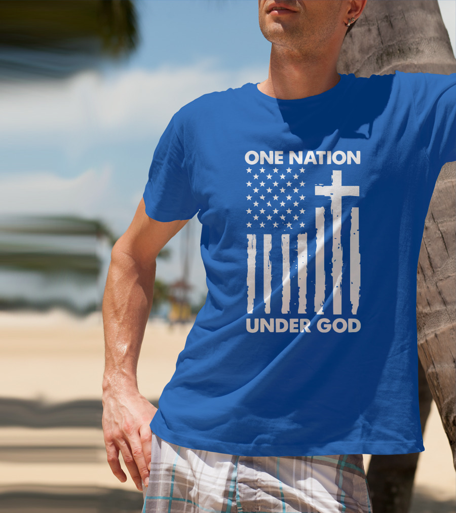 One Nation Under God American Flag Cross Stars Stripes Representation T-Shirt
