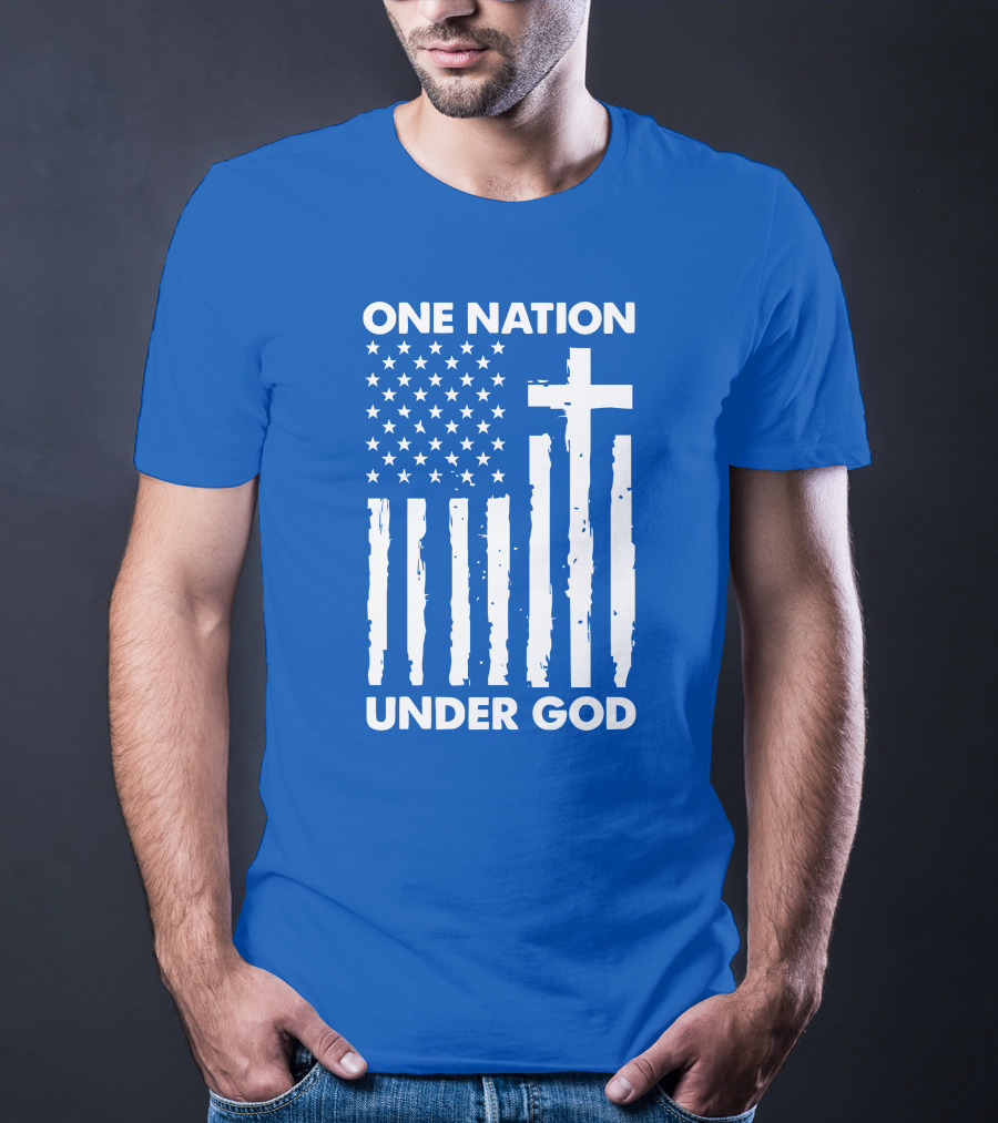 One Nation Under God American Flag Cross Stars Stripes Representation T-Shirt