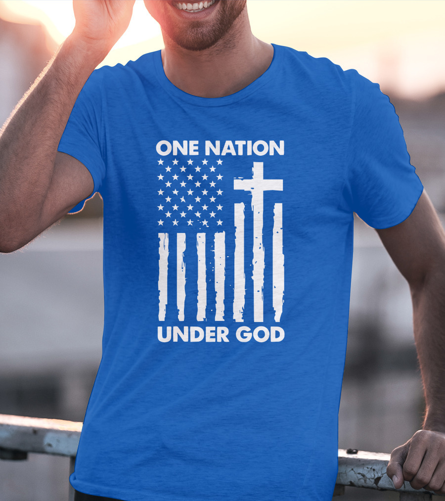 One Nation Under God American Flag Cross Stars Stripes Representation T-Shirt