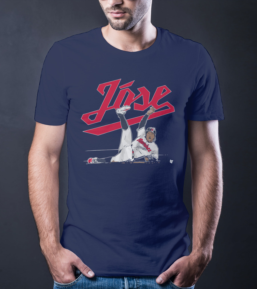 José Ramírez Slide Illustration With Cleveland Baseball Inspiration T-Shirt