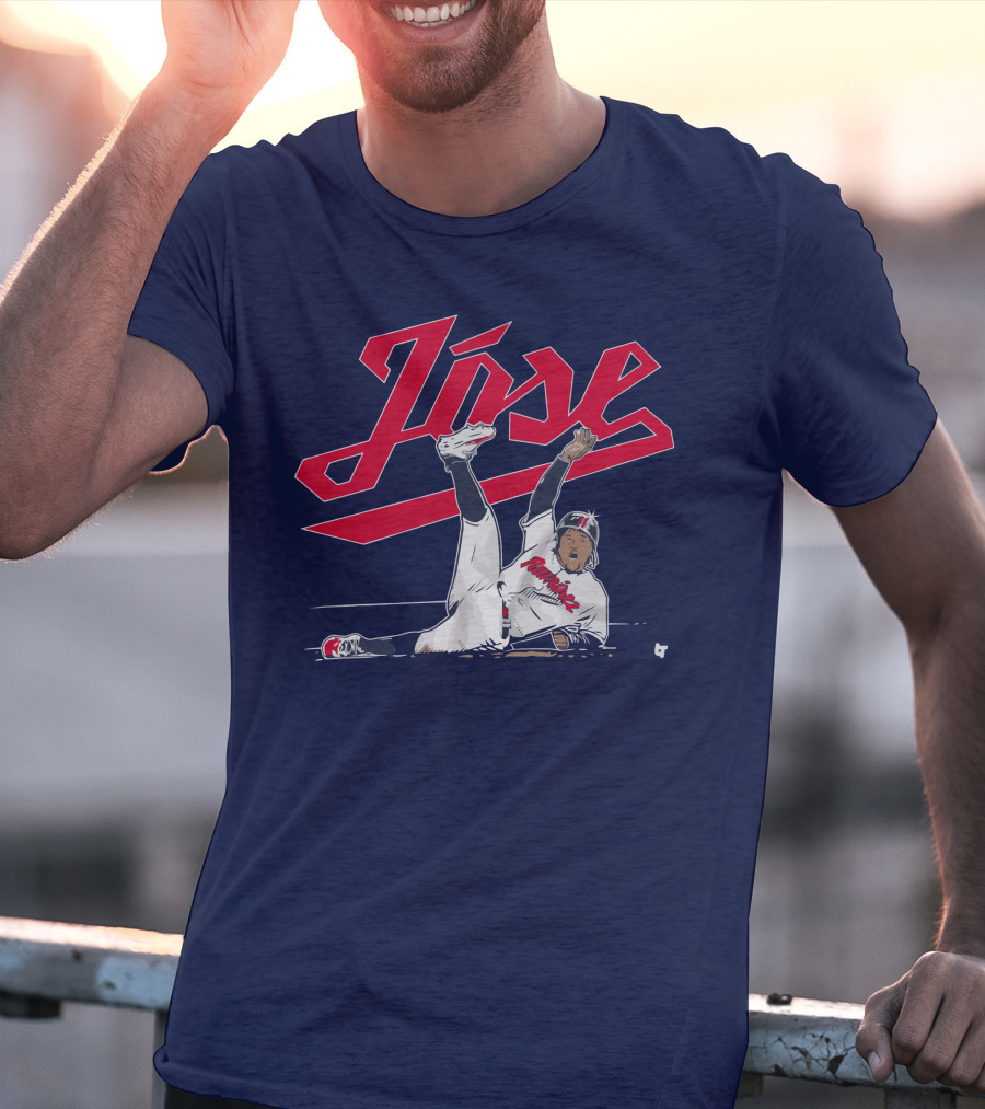 José Ramírez Slide Illustration With Cleveland Baseball Inspiration T-Shirt