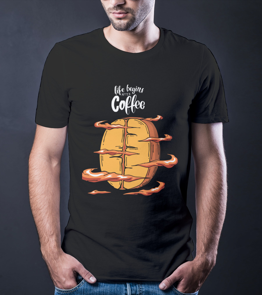 Life Begins After Coffee With Cool Coffee Bean T-Shirt