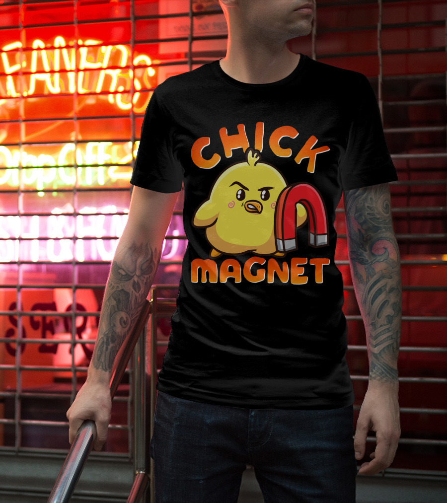 Chick Magnet Funny Halloween Costume Magnetic Little Chick With Magnet T-Shirt