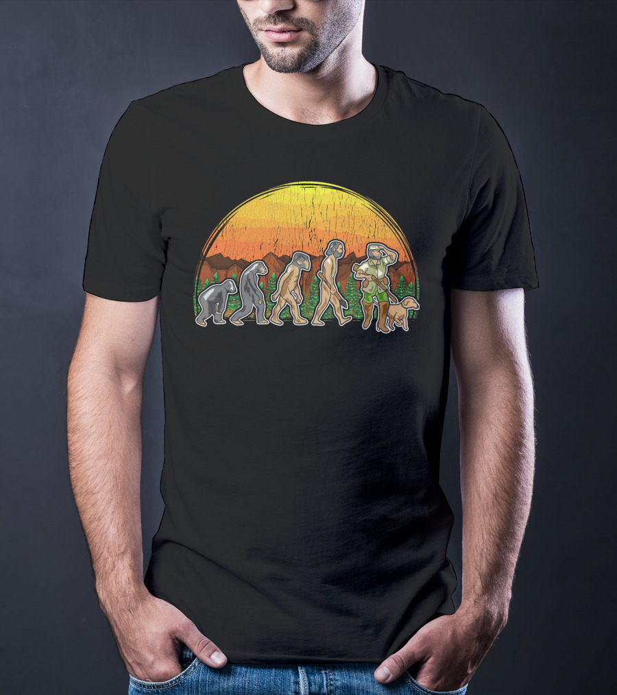 Duck Hunter Goose Grouse Hunting Evolution Sunset Silhouette With Dog T-Shirt