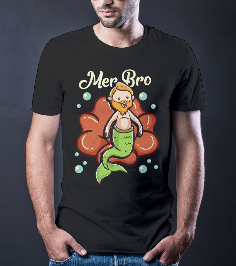 Merbro Merman Brother Of Mermaid Swimming Dad Security T-Shirt