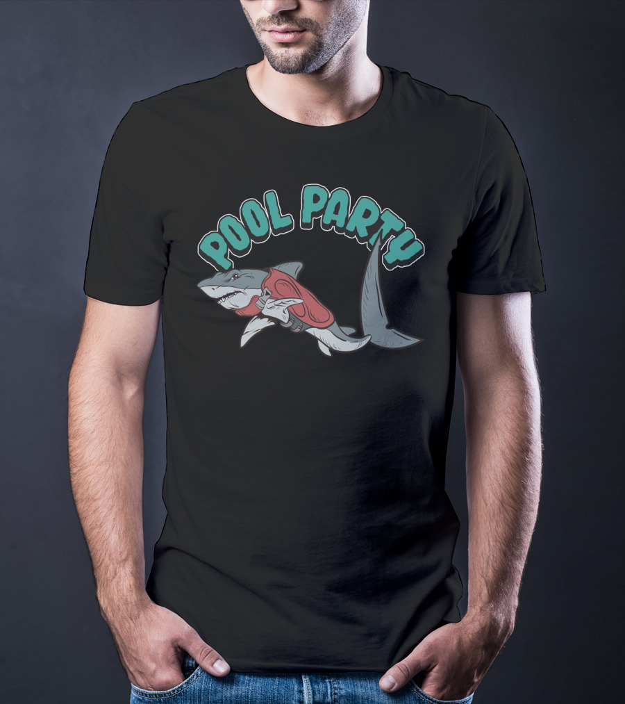 Pool Party Float Shark Summer Beach Swimming T-Shirt