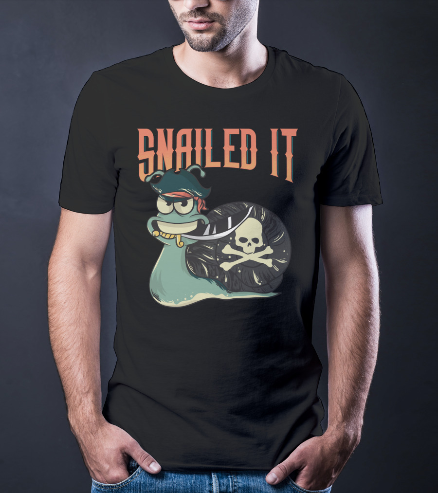 Snailed It Pirate Skull Snail Kawaii T-Shirt