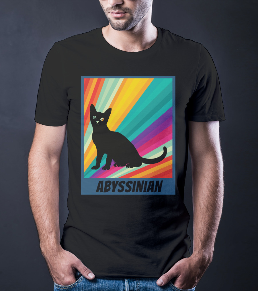 Abyssinian Cat Retro Rainbow T-Shirt