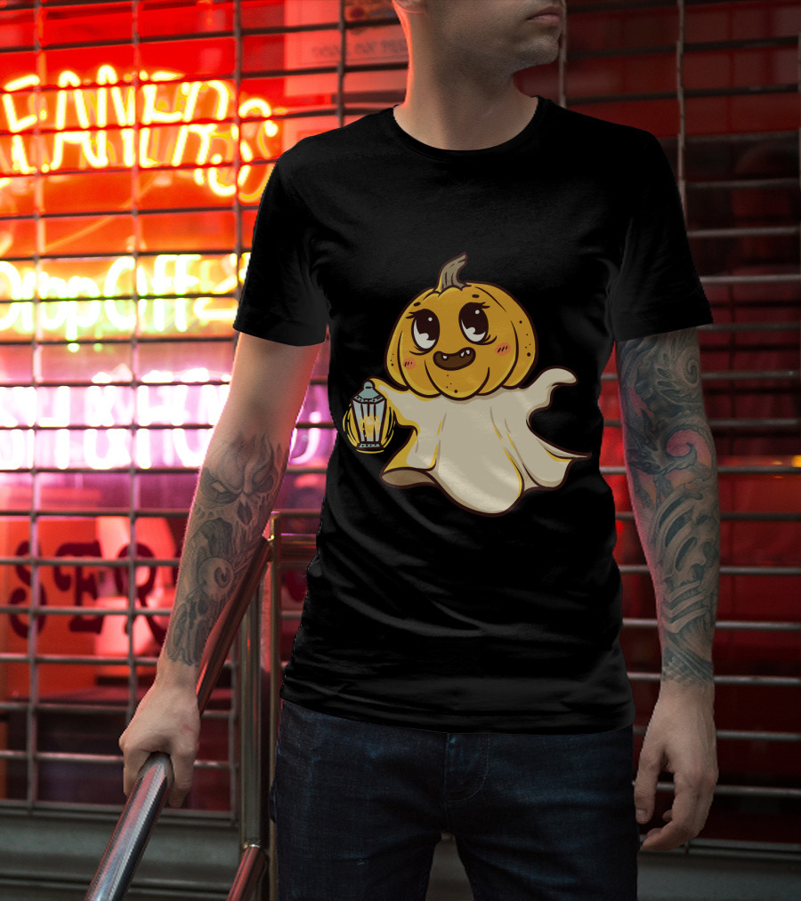 Ghost Pumpkin Kawaii Lantern-Faced Jack O' Lantern T-Shirt