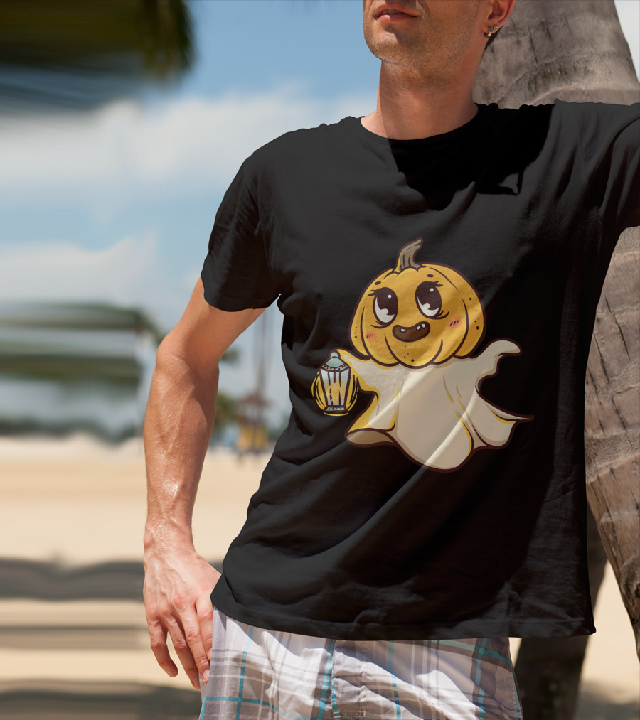 Ghost Pumpkin Kawaii Lantern-Faced Jack O' Lantern T-Shirt