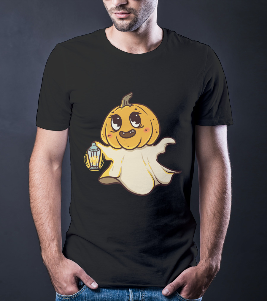 Ghost Pumpkin Kawaii Lantern-Faced Jack O' Lantern T-Shirt