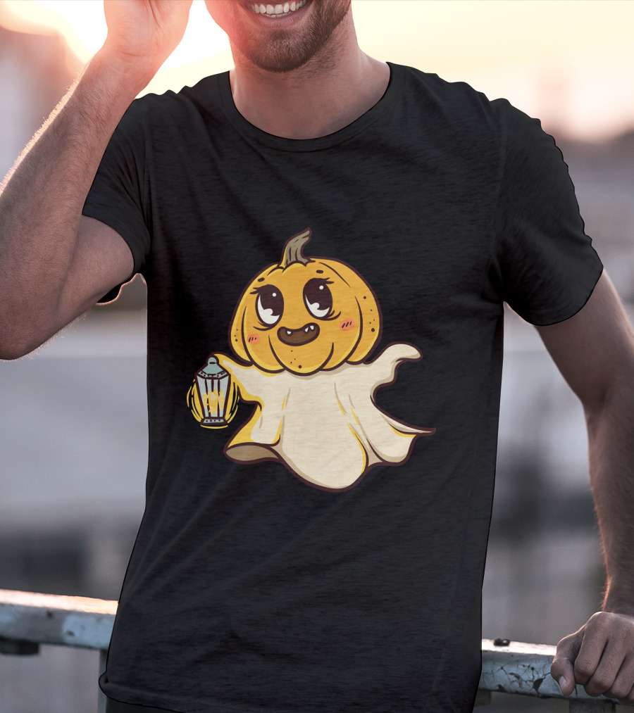 Ghost Pumpkin Kawaii Lantern-Faced Jack O' Lantern T-Shirt