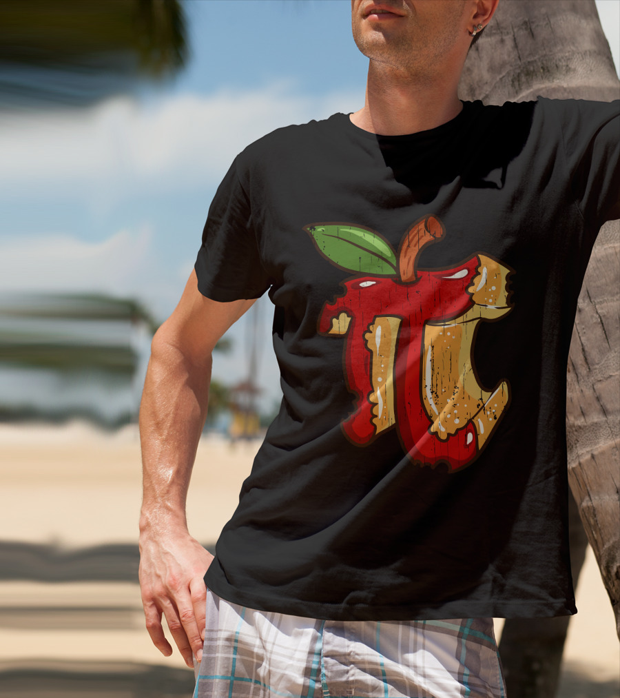 Math Teacher Apple Pi Day 3.14 Funny Math Pun Back To School Apple Core Pi T-Shirt