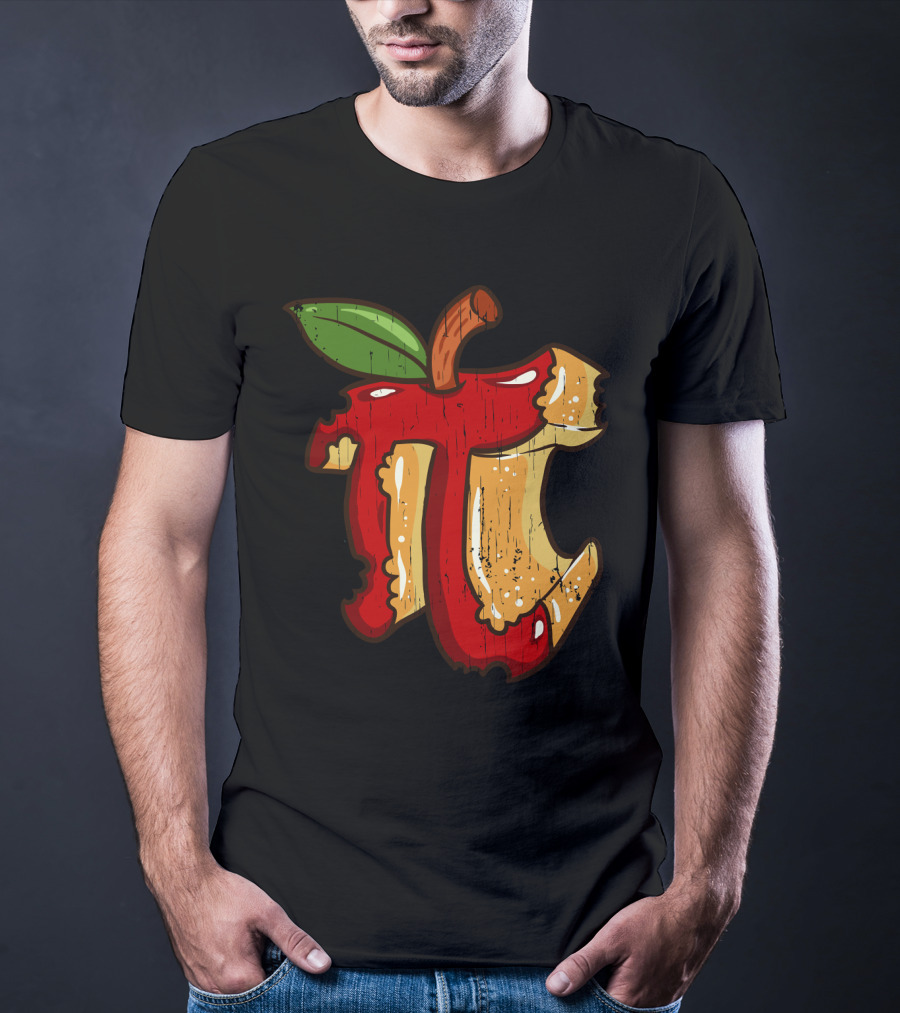 Math Teacher Apple Pi Day 3.14 Funny Math Pun Back To School Apple Core Pi T-Shirt