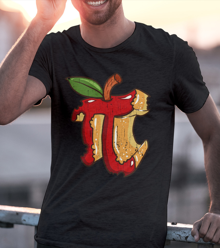 Math Teacher Apple Pi Day 3.14 Funny Math Pun Back To School Apple Core Pi T-Shirt
