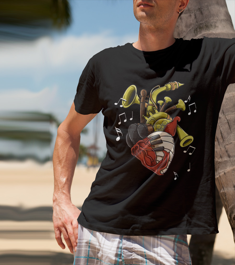 Musician Heart Love Music Passion Musical Instruments Notes T-Shirt