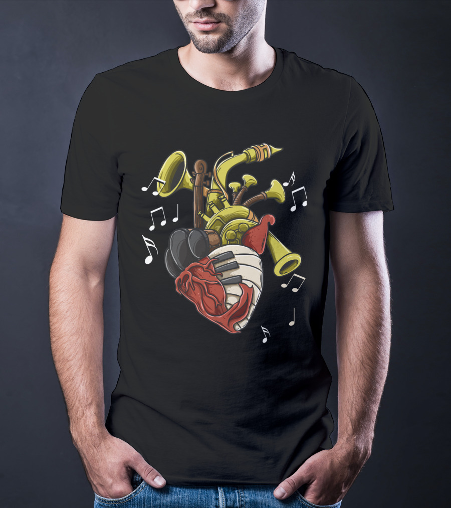 Musician Heart Love Music Passion Musical Instruments Notes T-Shirt