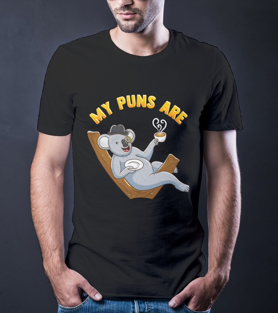 Tea Lover My Puns Are Koala Tea Funny Animal Puns Koala Relaxing With Tea T-Shirt