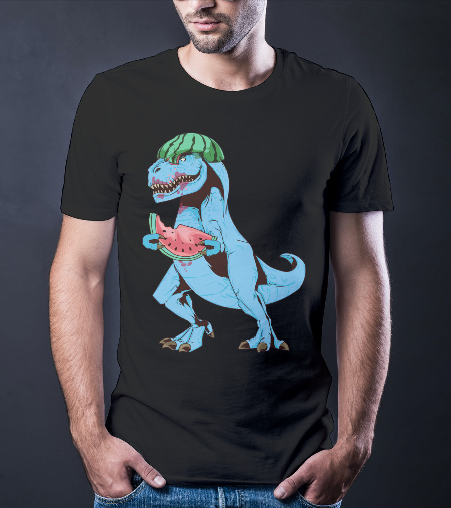 One In A Melon Watermelon Dinosaur Rex Summer Fruit T-Shirt