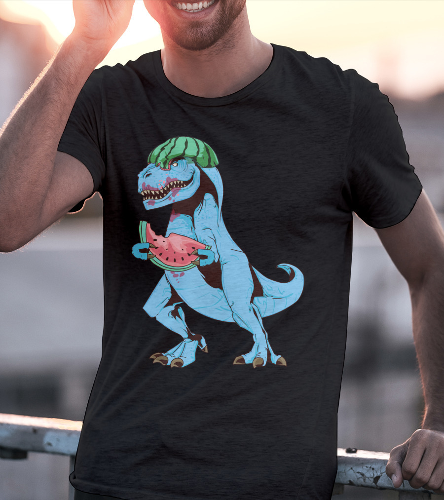 One In A Melon Watermelon Dinosaur Rex Summer Fruit T-Shirt