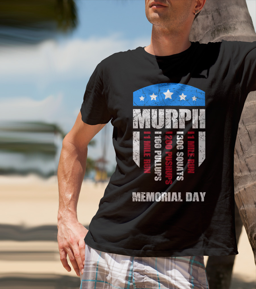 Memorial Day Murph Wod Workout 1 Mile Run 100 Pullups 200 Pushups 300 Squats Recovery T-Shirt