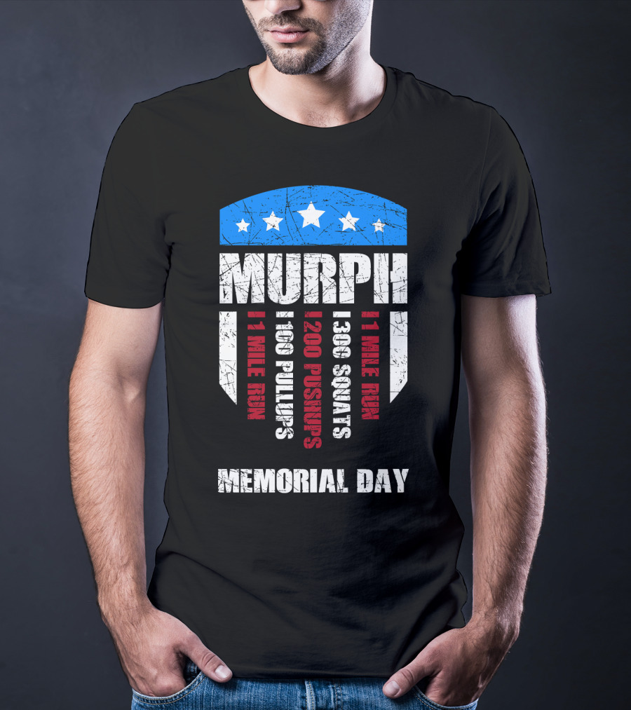 Memorial Day Murph Wod Workout 1 Mile Run 100 Pullups 200 Pushups 300 Squats Recovery T-Shirt