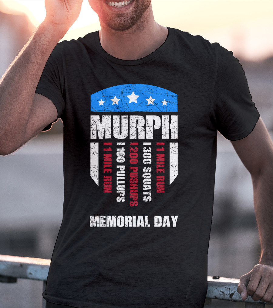 Memorial Day Murph Wod Workout 1 Mile Run 100 Pullups 200 Pushups 300 Squats Recovery T-Shirt