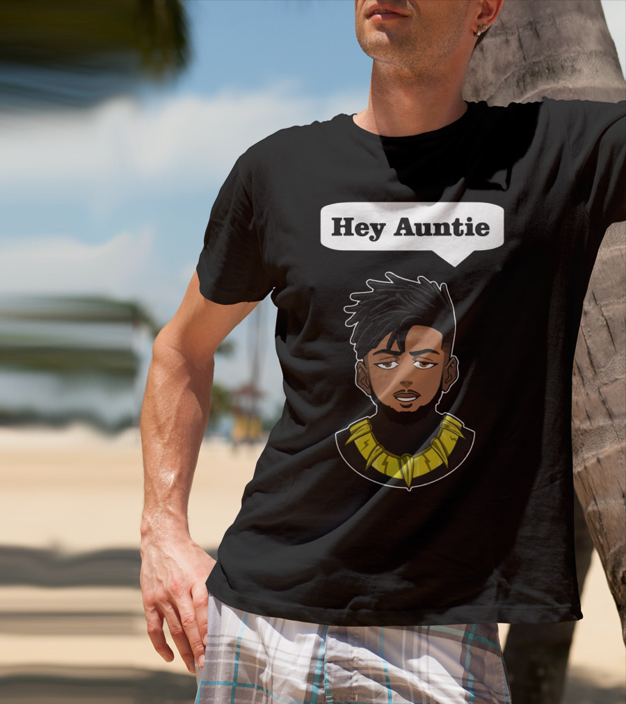 Erik Killmonger Hey Auntie Animated Character Necklace Black Panther T-Shirt
