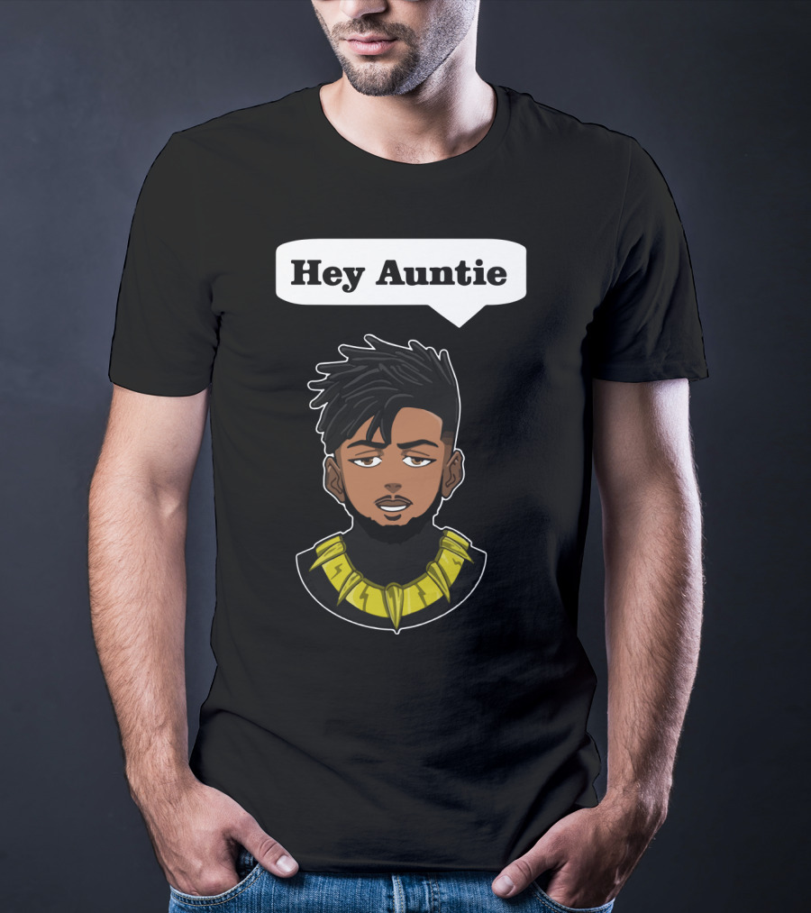 Erik Killmonger Hey Auntie Animated Character Necklace Black Panther T-Shirt