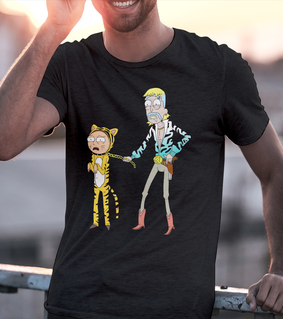 Rick And Morty Joe Exotic Tiger King Parody Character Mashup T-Shirt