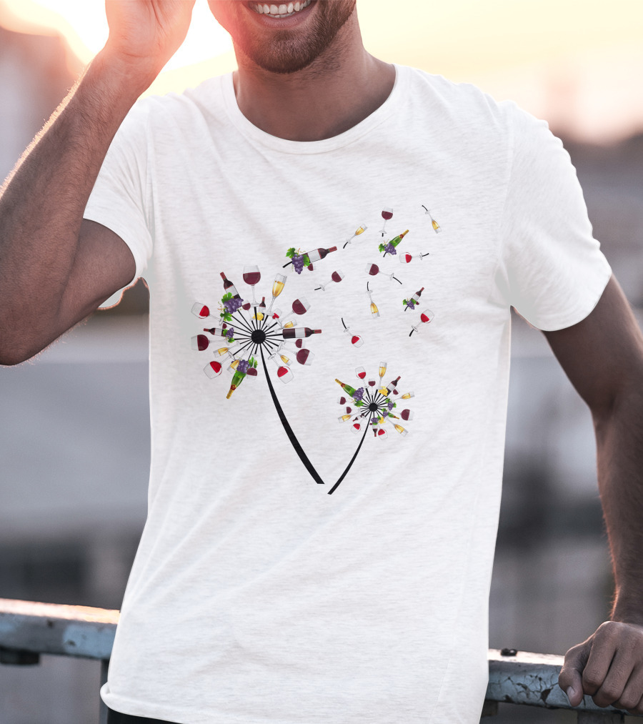 Dandelion Wine Flower Glass Bottle Grapes T-Shirt
