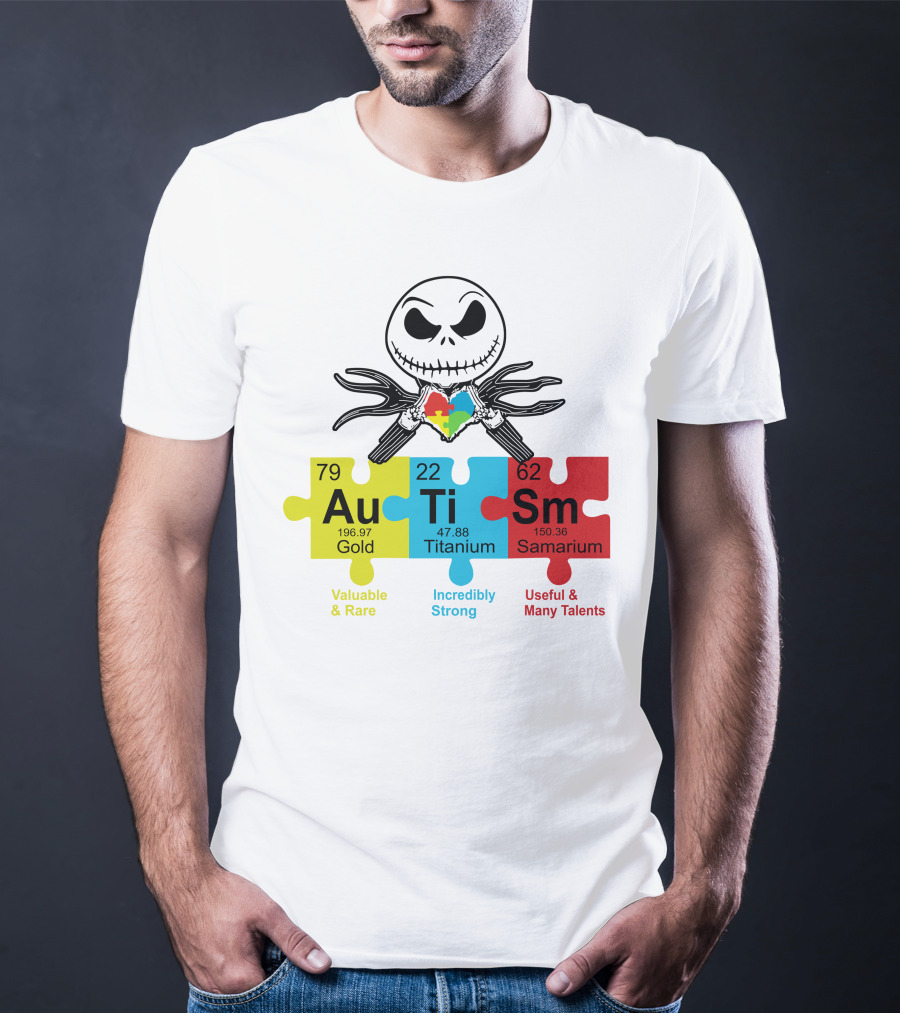Jack Skellington AuTiSm Puzzle Periodic Table Valuable Rare Incredibly Strong Talents T-Shirt