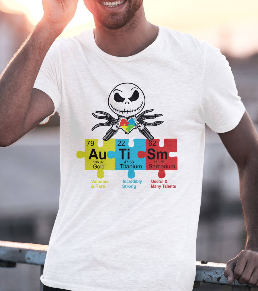Jack Skellington AuTiSm Puzzle Periodic Table Valuable Rare Incredibly Strong Talents T-Shirt