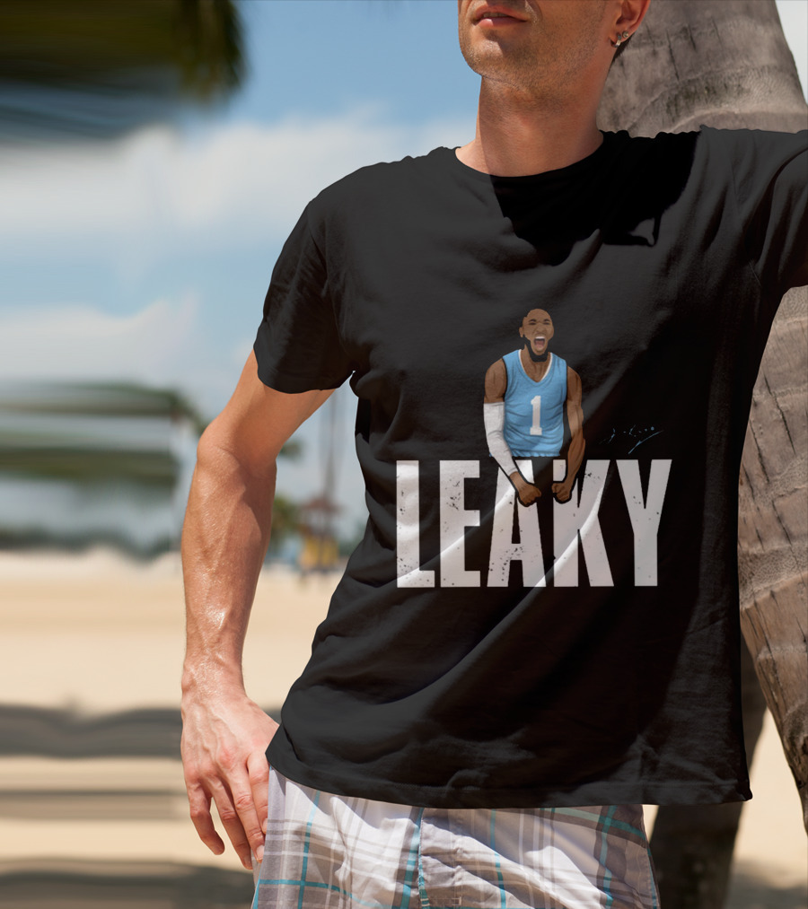 Leaky Black Number 1 Jersey Graphic Blue Basketball T-Shirt