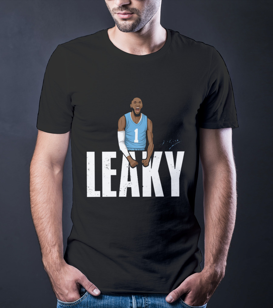 Leaky Black Number 1 Jersey Graphic Blue Basketball T-Shirt