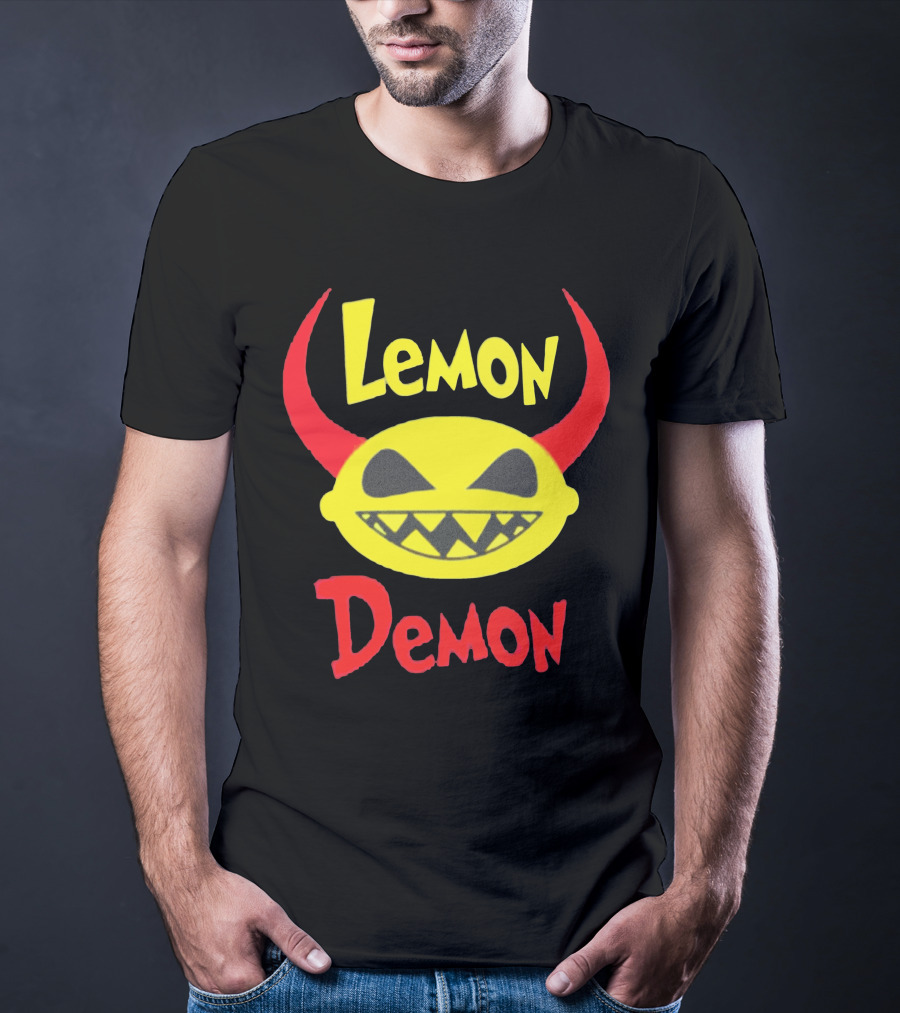Lemon Demon Smiling Yellow Face With Red Horns T-Shirt