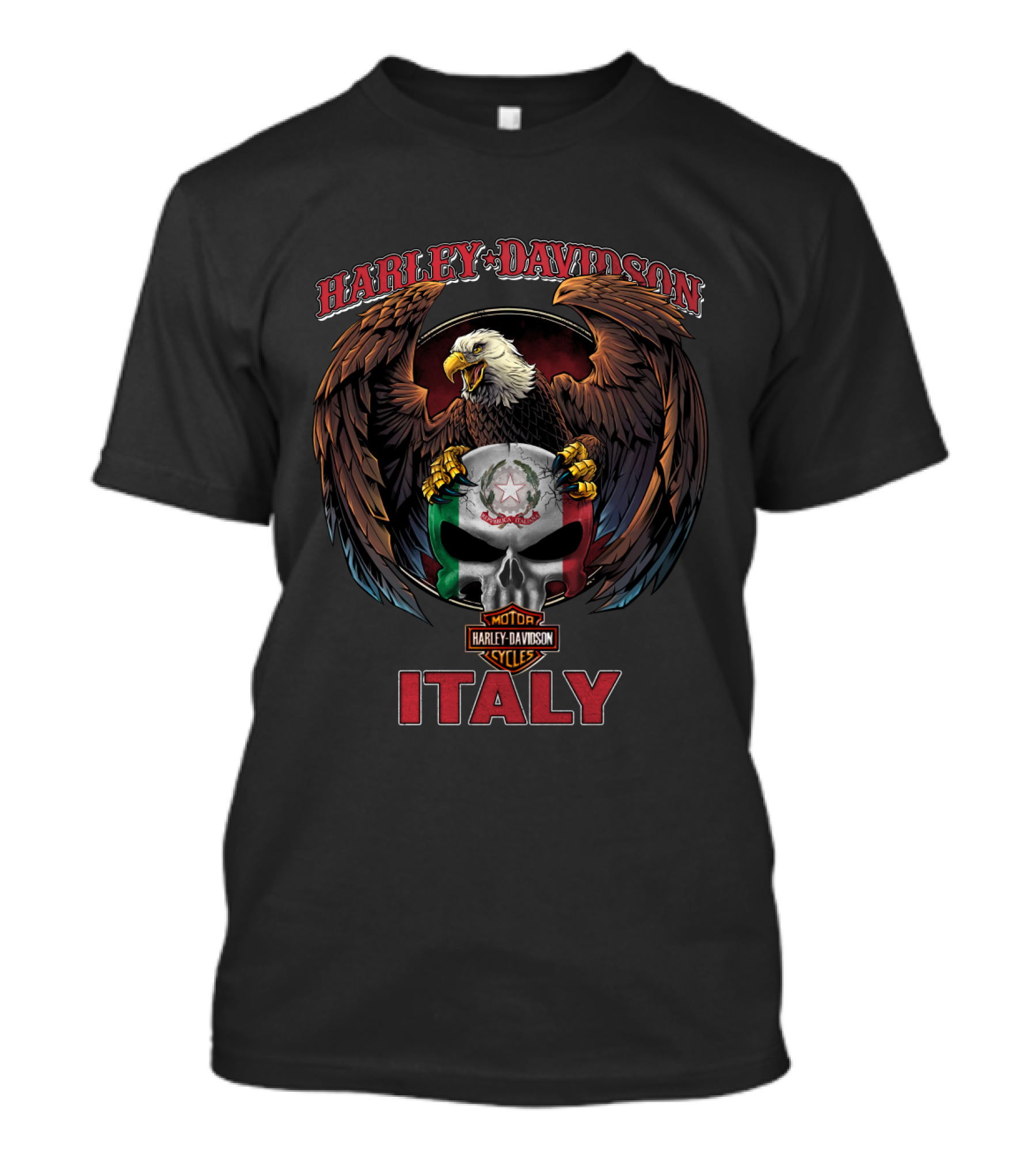 Harley Davidson Italy Eagle Skull Motorcycles T-Shirt