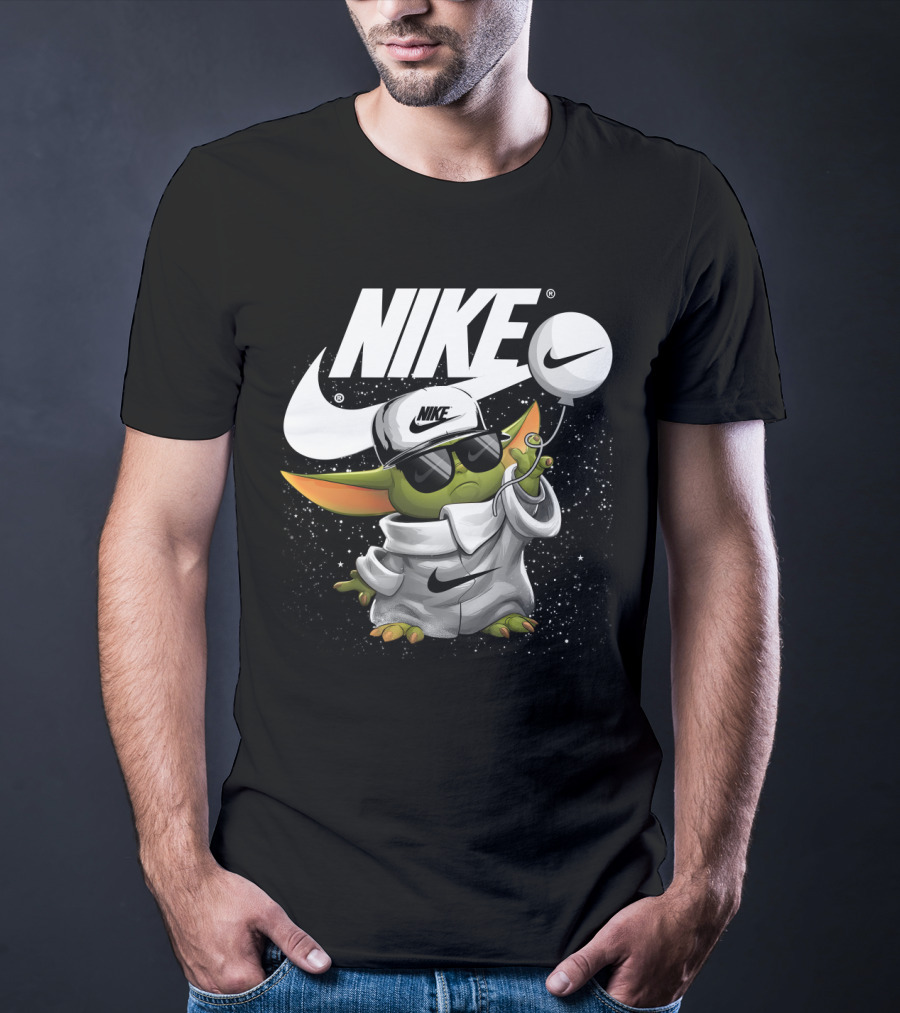 Nike Baby Yoda With Sunglasses And Balloon T-Shirt