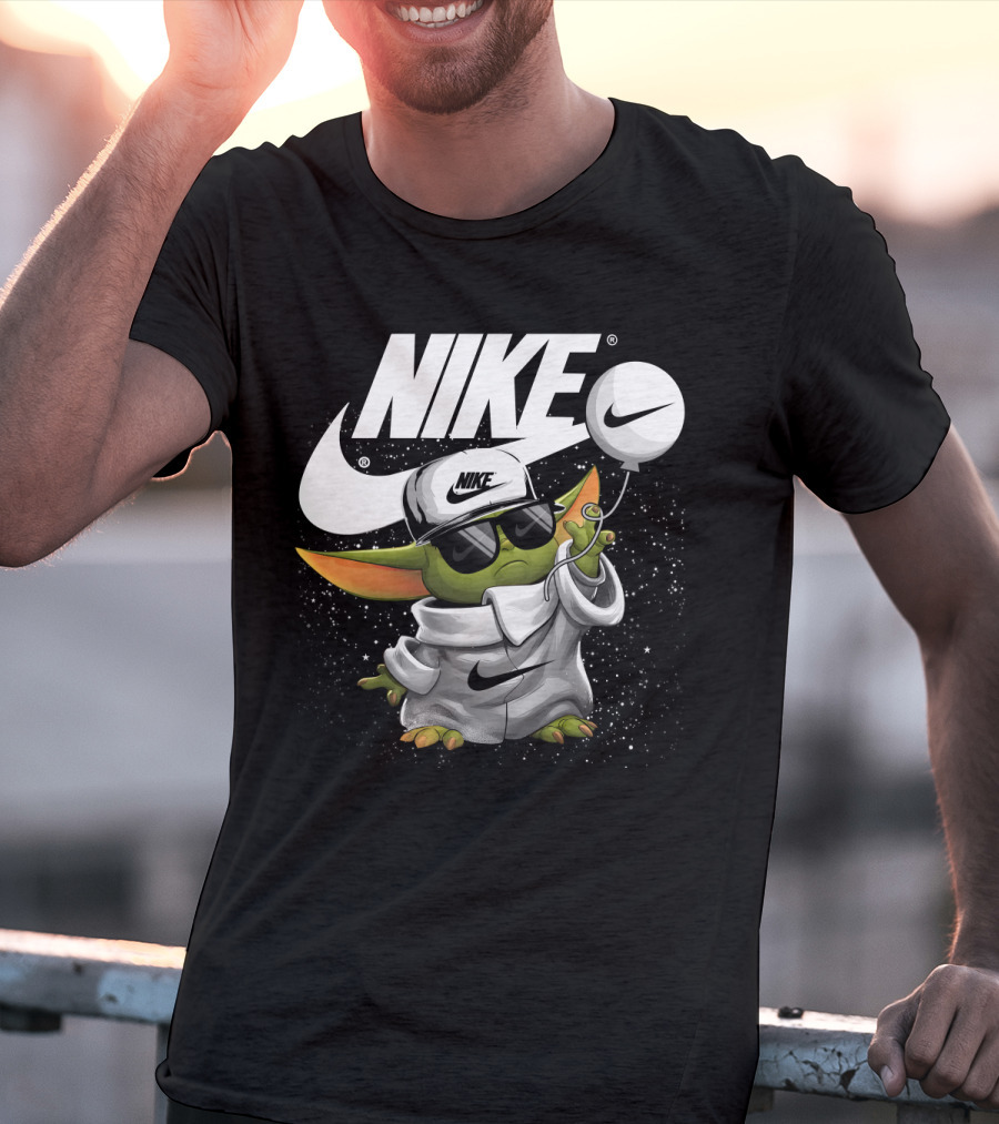 Nike Baby Yoda With Sunglasses And Balloon T-Shirt