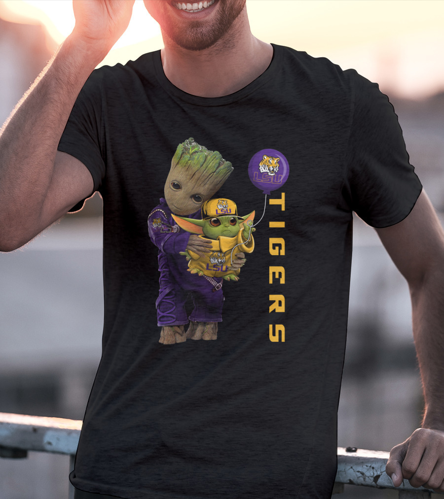 Groot And Baby Yoda Lsu Tigers Fan Gear T-Shirt