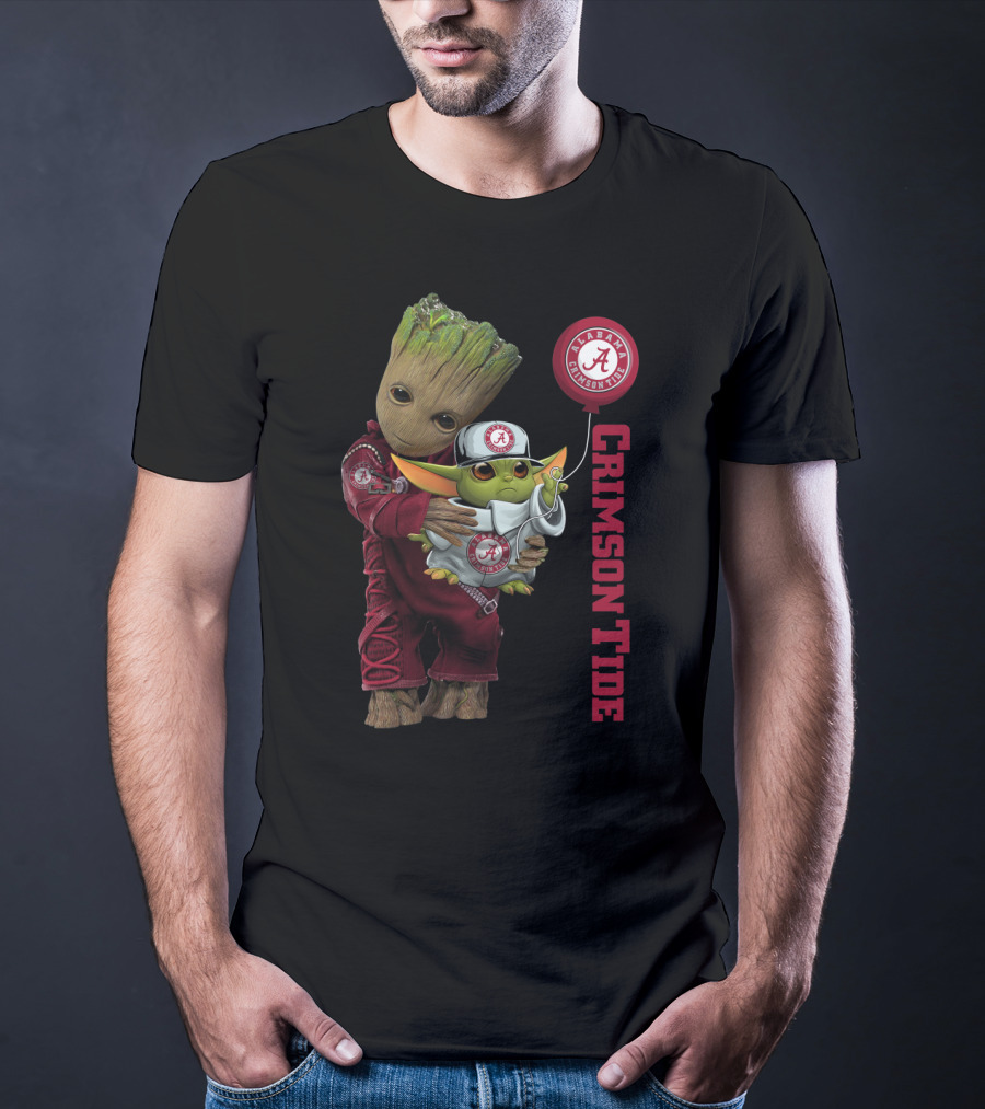 G&Y-Alabama Crimson Tide Groot And Baby Yoda T-Shirt