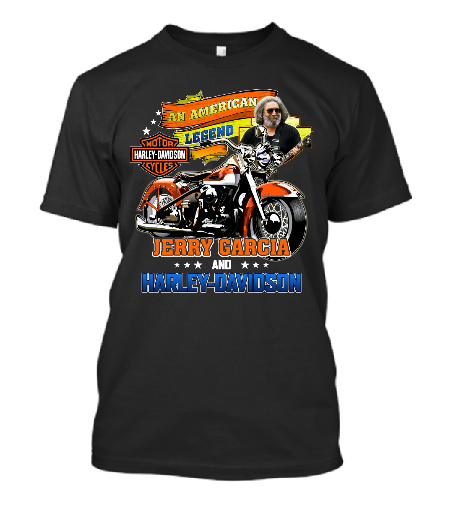 An American Legend Jerry Garcia And Harley Davidson T-Shirt