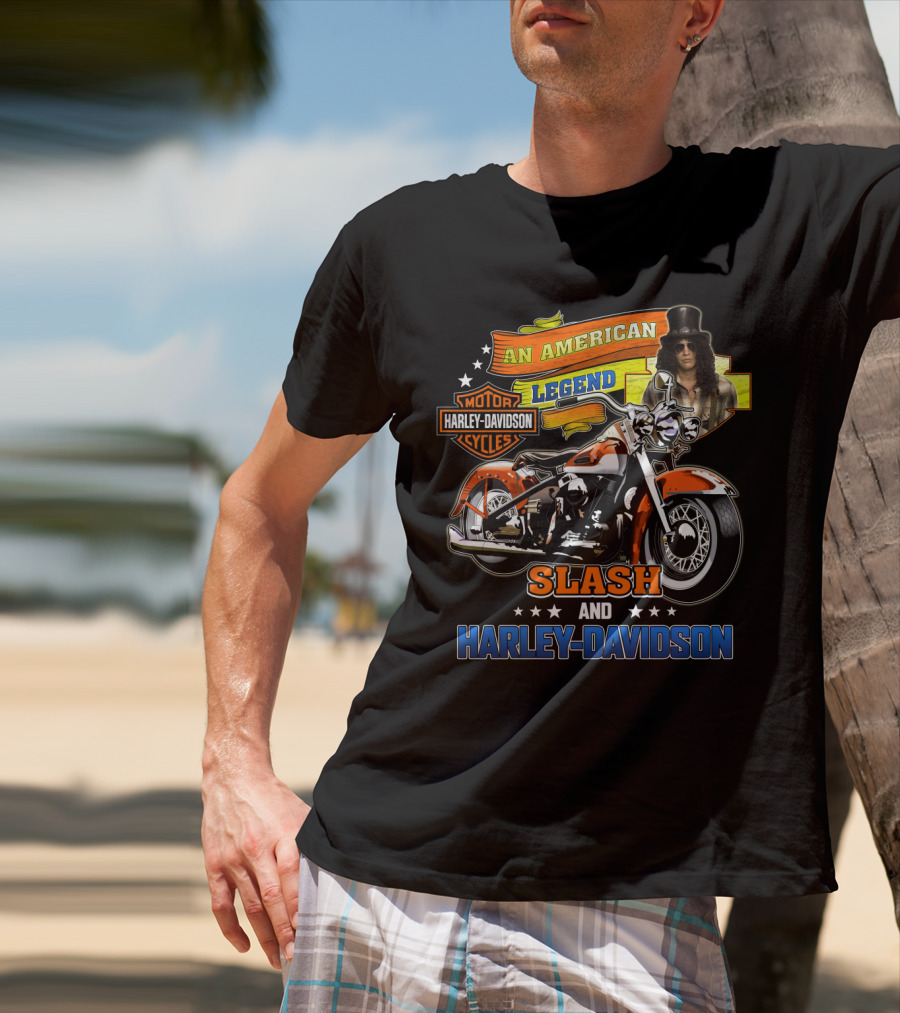 An American Legend Slash And Harley Davidson Motor Cycles T-Shirt