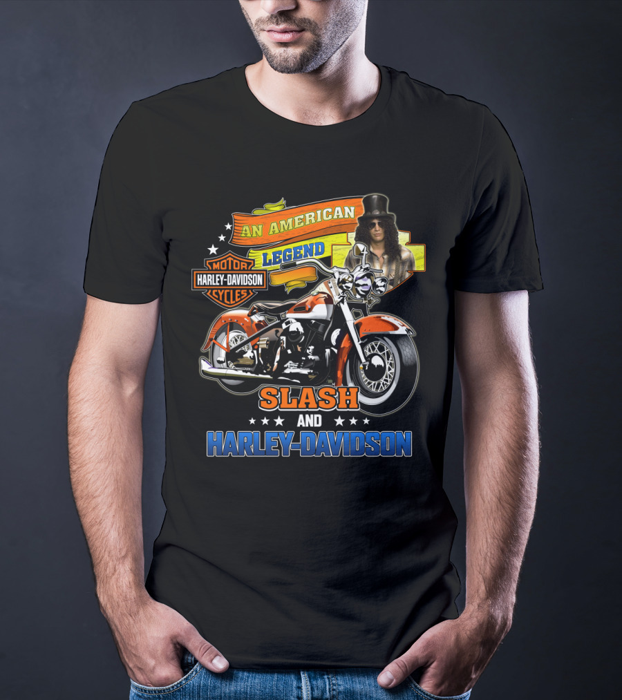 An American Legend Slash And Harley Davidson Motor Cycles T-Shirt