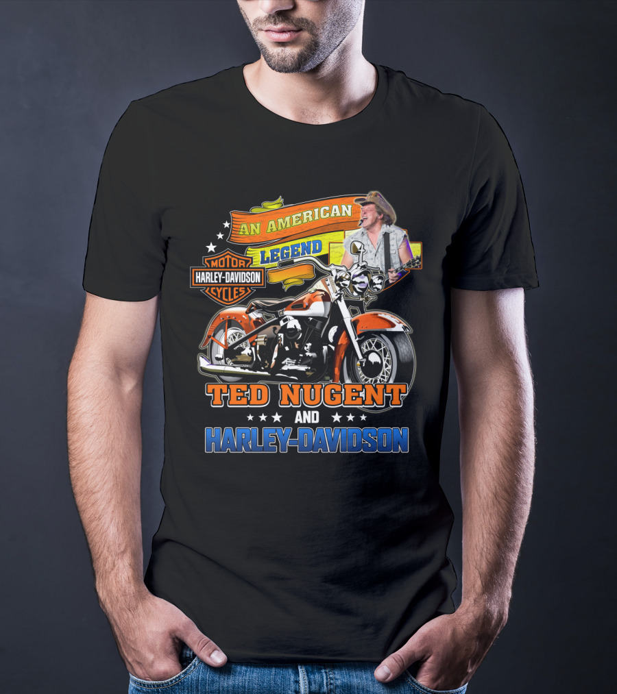 An American Legend Ted Nugent And Harley Davidson Motor Cycles T-Shirt