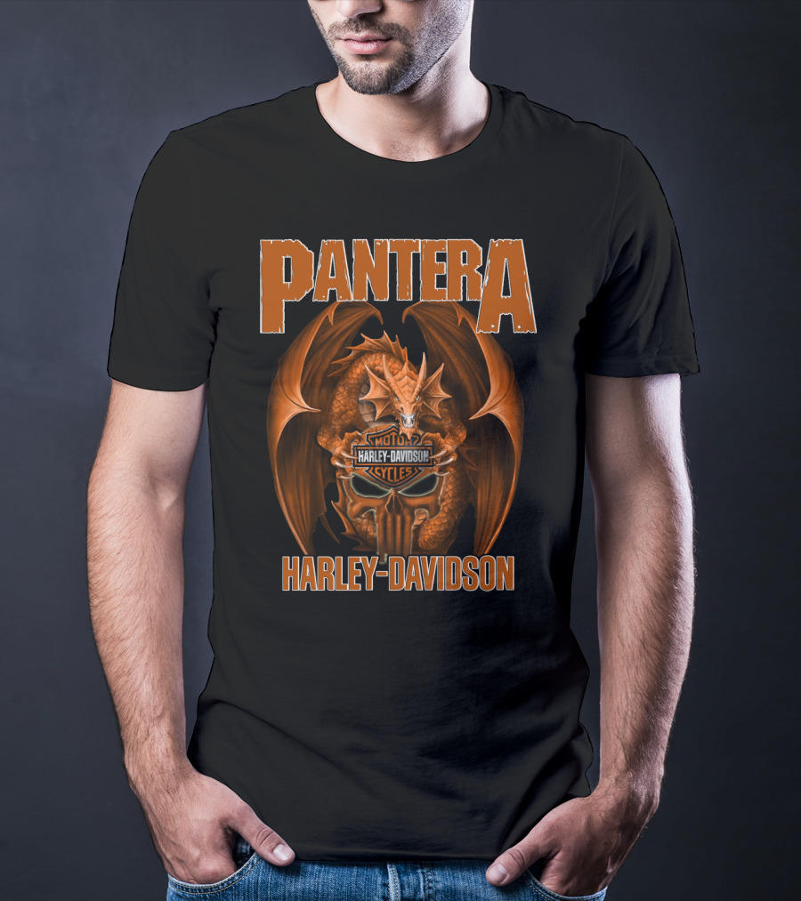 Pantera Harley Davidson Motorcycle Cycles Dragon T-Shirt