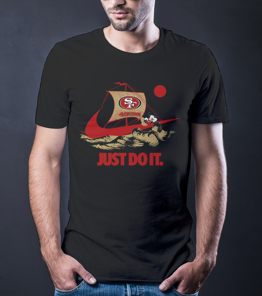 San Francisco 49ers Just Do It Nike Mickey Mouse Sailboat T-Shirt