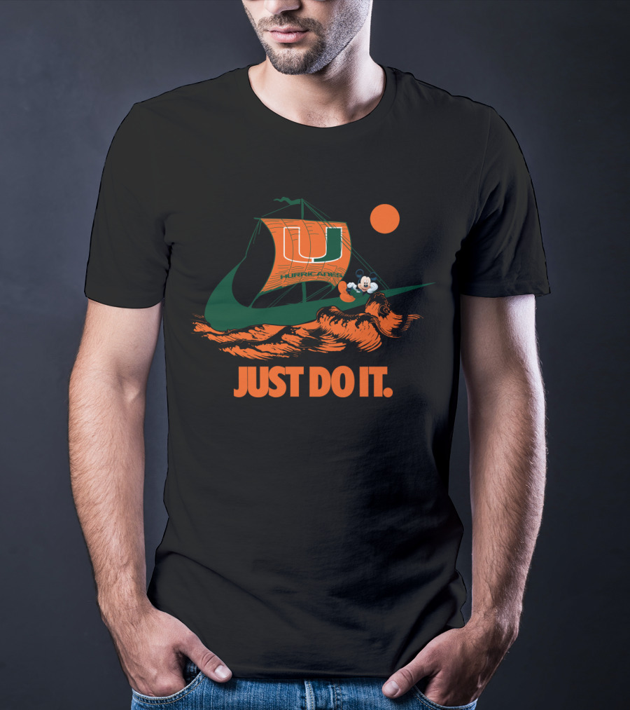 Just Do It Nike Miami Hurricanes U Logo Mickey Sailing T-Shirt