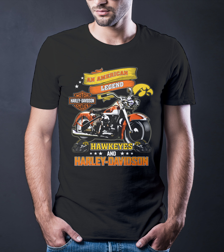 An American Legend Hawkeyes And Harley Davidson T-Shirt