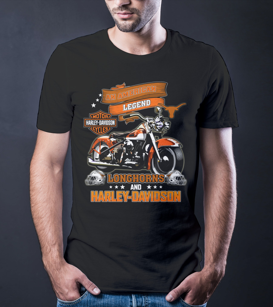 An American Legend Longhorns And Harley Davidson T-Shirt